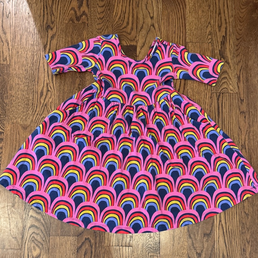 Hanna Andersson Pink and Blue Rainbow Dress size 120 (6/7)